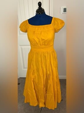 I.N.C. International Concepts Mustard Off-Shoulder Smocked Waist Maxi Dress